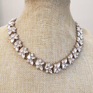 Versona, signed, rose gold clear rhinestone statement necklace